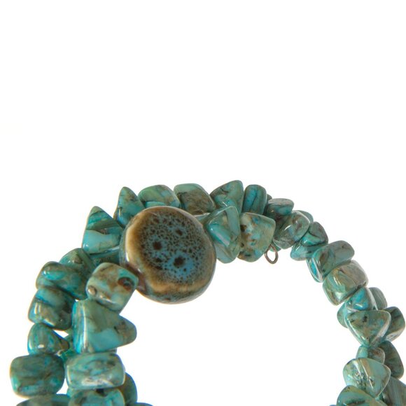 Turquoise Nugget Bracelet Memory Wire Chunky - Picture 4 of 4